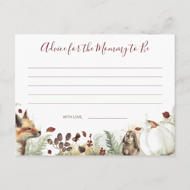 Carte de conseil Baby shower d'automne (Devant)