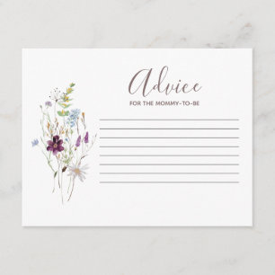 Carte de conseil Baby shower fleur sauvage