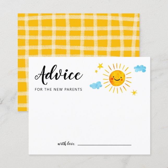 Carte de conseil Baby shower Sunshine (Devant / Derrière)