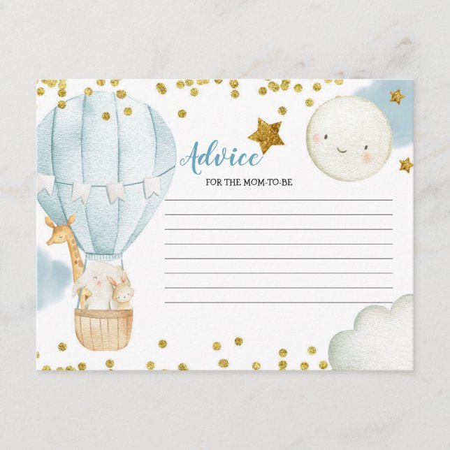 Carte de conseil Blue Hot Air Balloon Jungle (Devant)