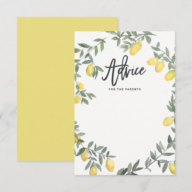 Carte de conseil Boho Watercolor Lemon Wreath (Devant / Derrière)