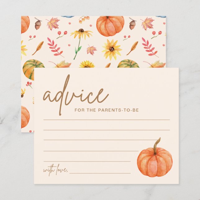 Carte de conseil Citrouille Boho Fall Baby shower (Devant / Derrière)