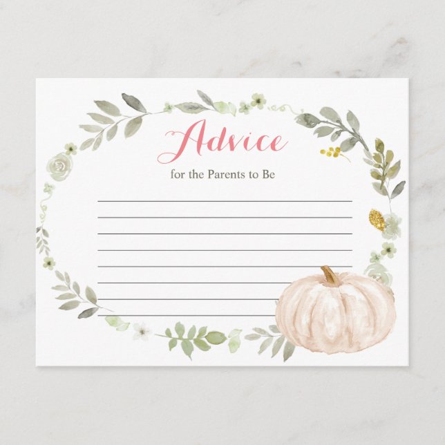 Carte de conseil Citrouille Floral Fall Greenery (Devant)