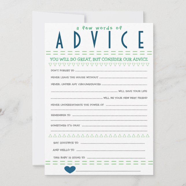 Carte de conseil de baby shower (Devant)