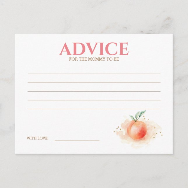 Carte de conseil de Baby shower Peach (Devant)