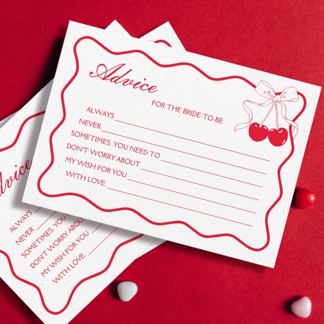 Carte de conseil de Fête des mariées Wavy Red Vale (Créateur téléchargé)