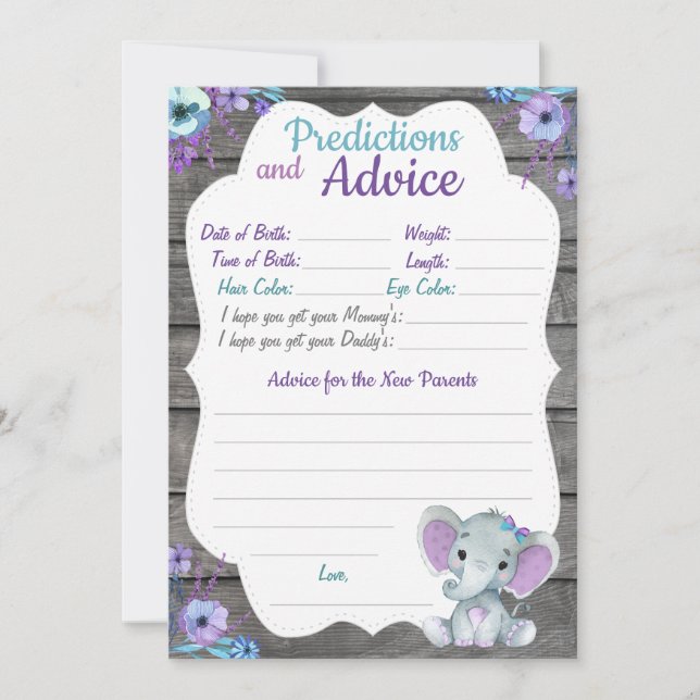 Carte de conseil de prédiction de Baby shower d'él (Devant)