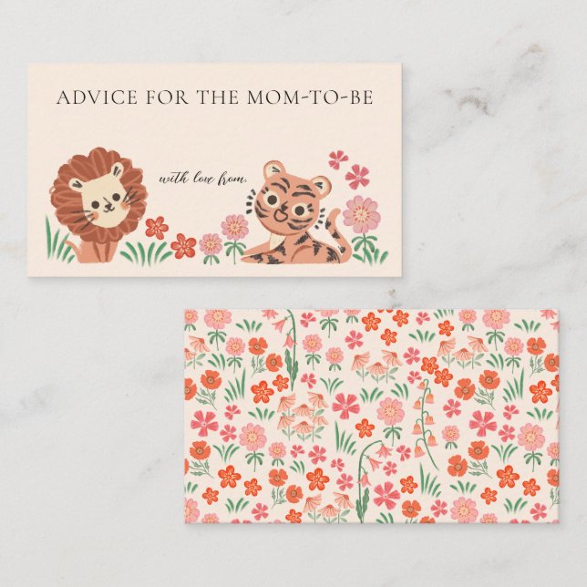 Carte de conseil du Baby shower du Lion d'animal d (Devant / Derrière)