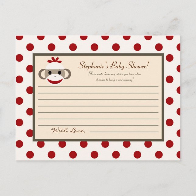 Carte de conseil écrit Red Sock Monkey (Devant)