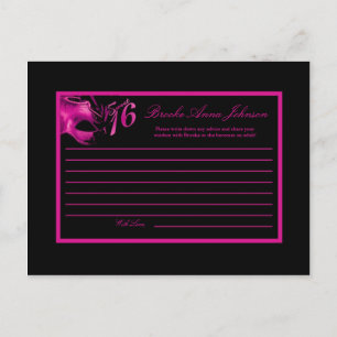 Carte de conseil écrit Sweet 16 Hot rose Black Par