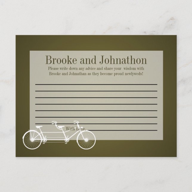 Carte de conseil écrit Whimsical Brown Double Vélo (Devant)