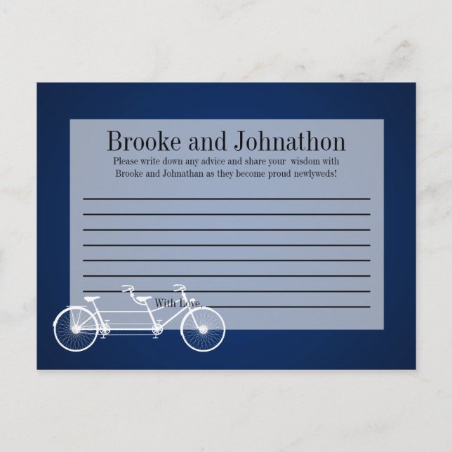 Carte de conseil écrit Whimsical Navy Double Vélo (Devant)