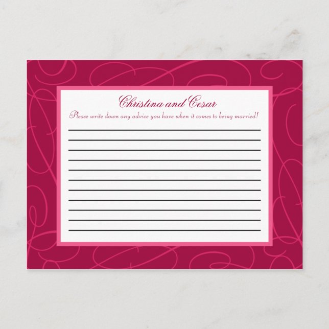 Carte de conseil écrite Boucles/torons roses framb (Devant)