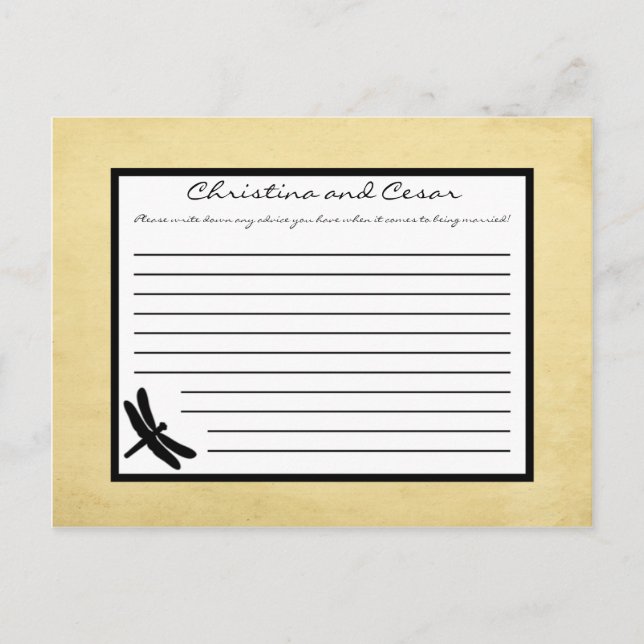 Carte de conseil écrite Cattail/Dragonfly Silhouet (Devant)