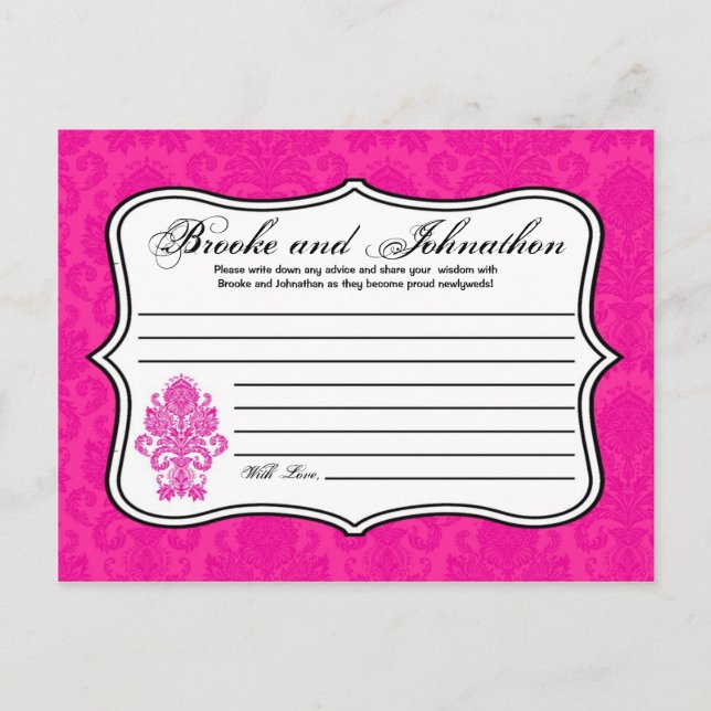 Carte de conseil écrite Hot rose Damask Lace Impri (Devant)