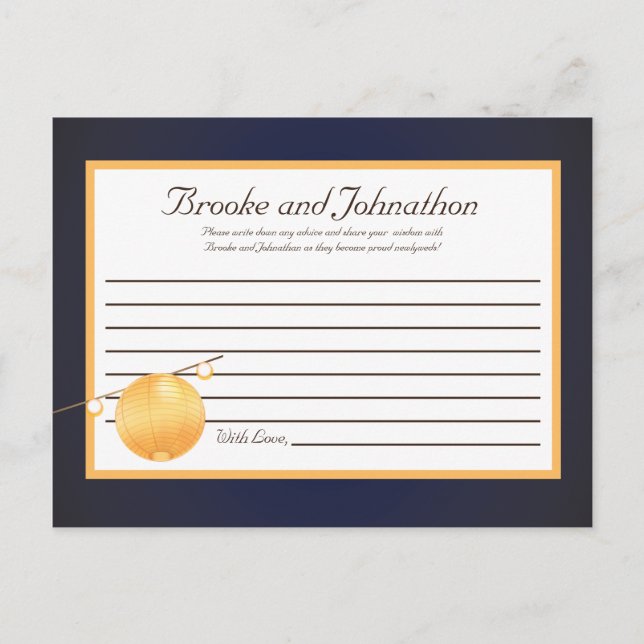 Carte de conseil écrite Lanternes papier sur la Ch (Devant)