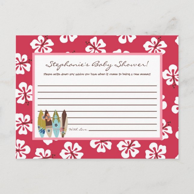 Carte de conseil écrite Pink Hawaiian Luau Tropica (Devant)