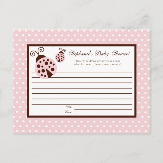 Carte de conseil écrite Pink Ladybug (Devant)