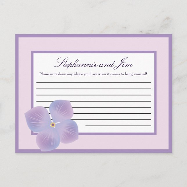 Carte de conseil écrite Purple Hydrangea (Devant)