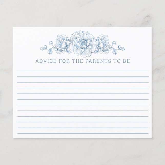 Carte de conseil en Baby shower Chinoiserie - Bleu (Devant)