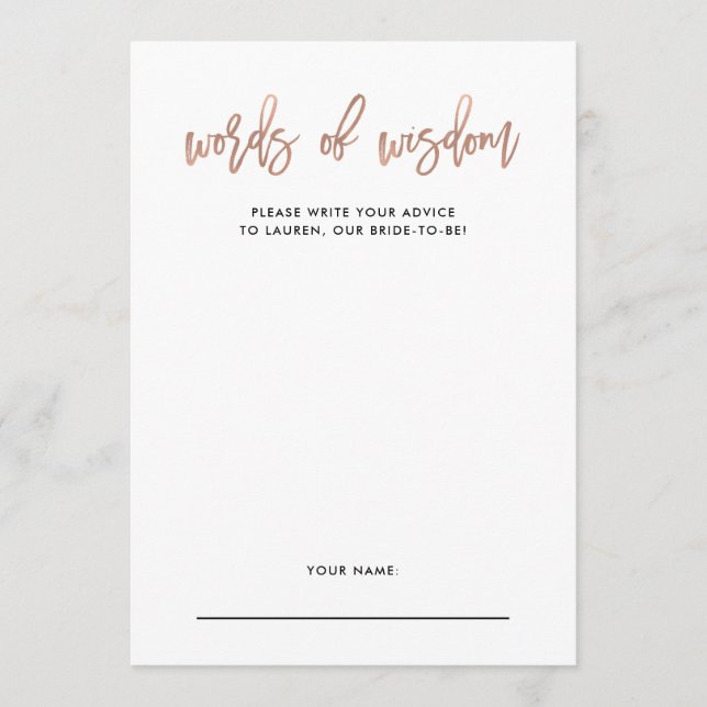 Carte de conseil en Fête des mariées or Rose de sc (Devant)