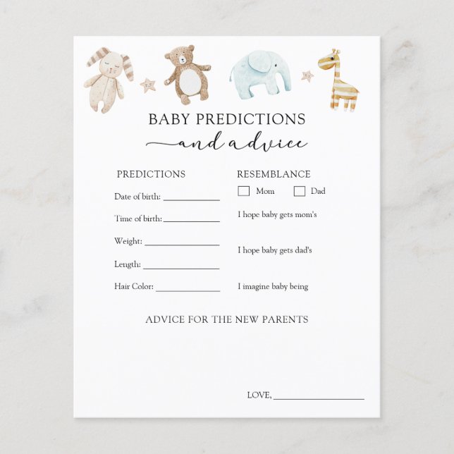 Carte de conseil et de prédictions pour bébés (Devant)