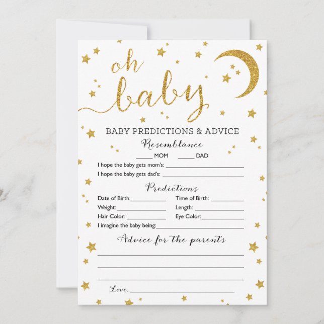 Carte de conseil et de prédictions pour bébés Star (Devant)