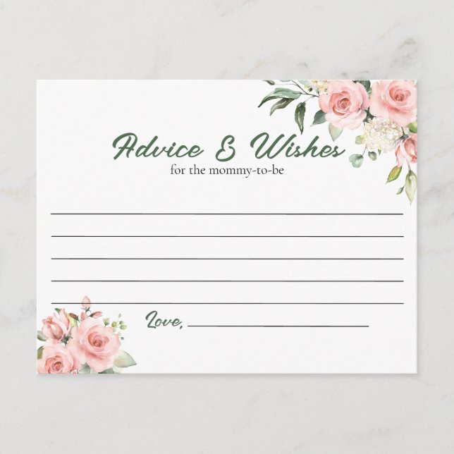 Carte de conseil et de souhaits floraux rose (Devant)