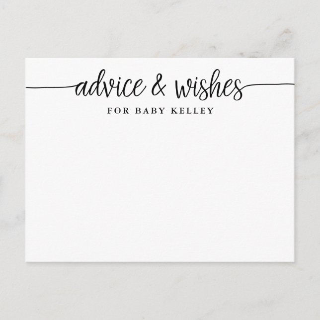 Carte de conseil et de souhaits pour bébé avec scr (Devant)
