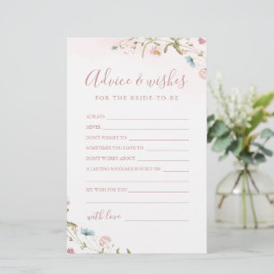Carte de conseil et de souhaits pour mariage rose