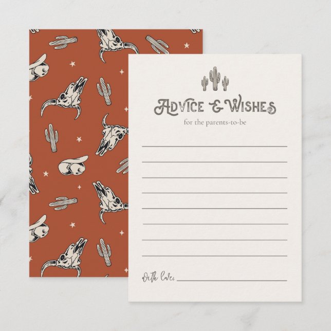 Carte de conseil et de souhaits Wild West Baby sho (Devant / Derrière)