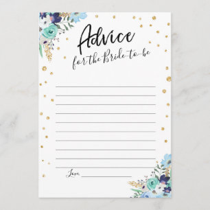 Carte de conseil Fête de l'mariée de voyage Blue F