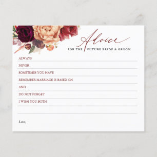 Carte de conseil Fleurs d'automne rouge Bourgogne