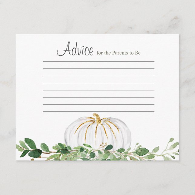Carte de conseil Floral Citrouille blanc (Devant)