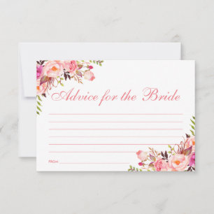 Carte de conseil Floral Rose Blush Fête des mariée