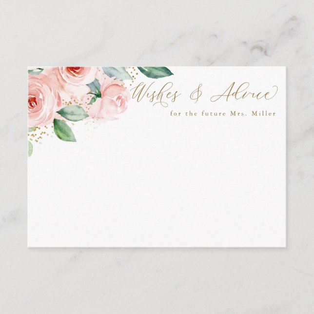 Carte de conseil florale rose et or (Devant)
