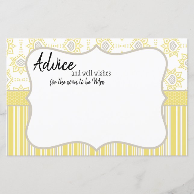 Carte de conseil géométrique jaune et gris (Devant)