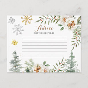 Carte de conseil Hiver Blanc Floral Pins Arbres