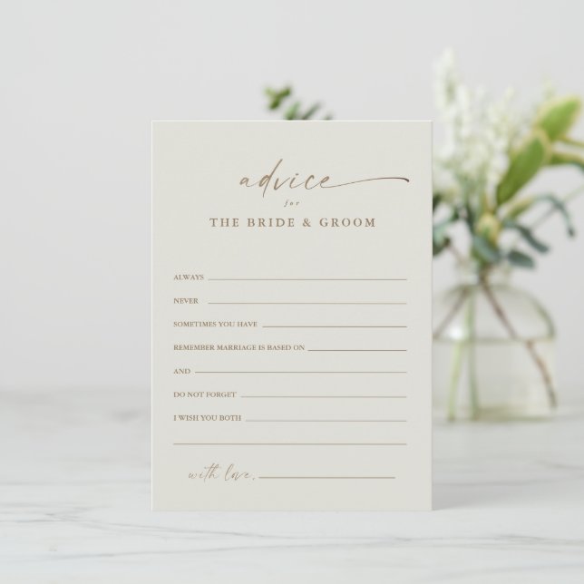 Carte de conseil Mariage Boho Script Gold moderne (Debout devant)