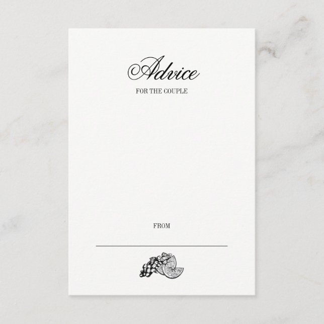 Carte de conseil Mariage Calligraphie & Vin (Devant)