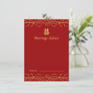 Carte de conseil mariage chinois à la frontière fl