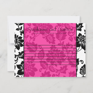 Carte de conseil Mariage damassé Florale Noir/Rose