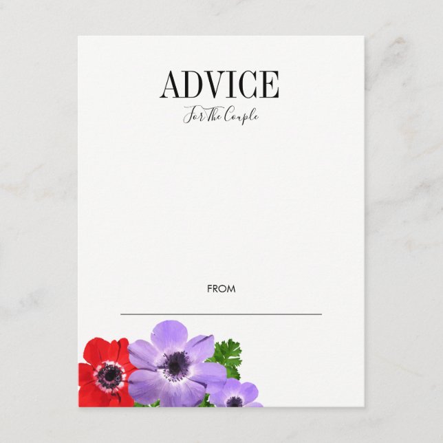 Carte de conseil Mariage de couleur d'aquarelle (Devant)