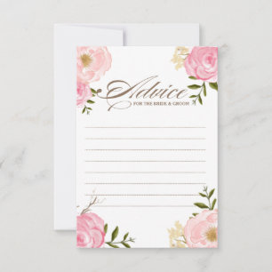 Carte de conseil Mariage de fleurs d'aquarelle ros