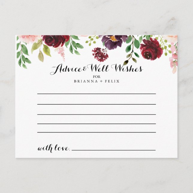 Carte de conseil Mariage de printemps floral de Bo (Devant)