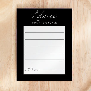 Carte de conseil Mariage de script moderne noir