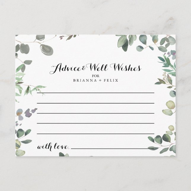 Carte de conseil Mariage Eucalyptus Foliage (Devant)