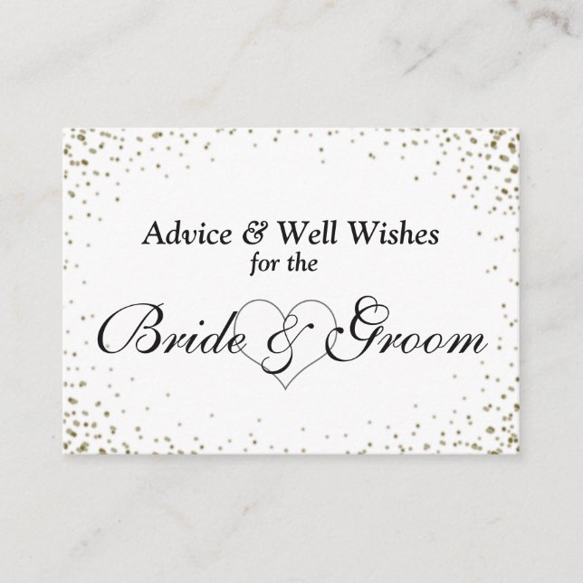 Carte de conseil mariage Faux Gold Confetti (Devant)