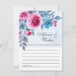 Carte de conseil Mariage floral bleu moderne