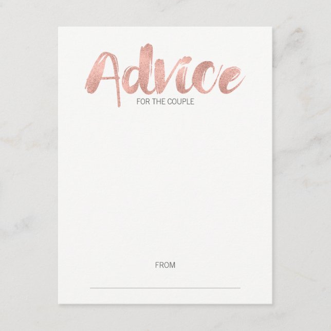 Carte de conseil Mariage Gold Love Rose moderne (Devant)